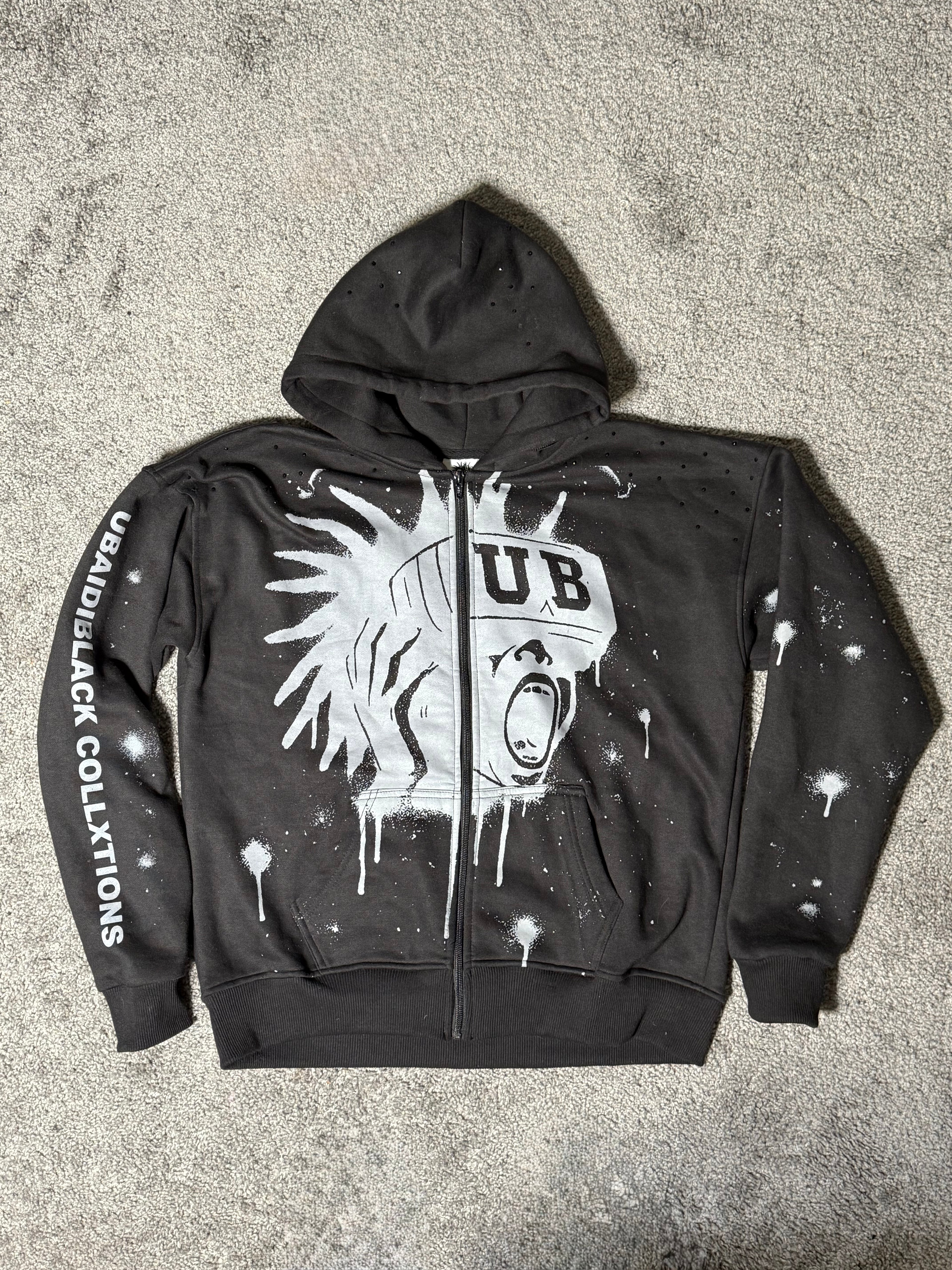 Black Paint VR Hoodie w Black Rhinestones